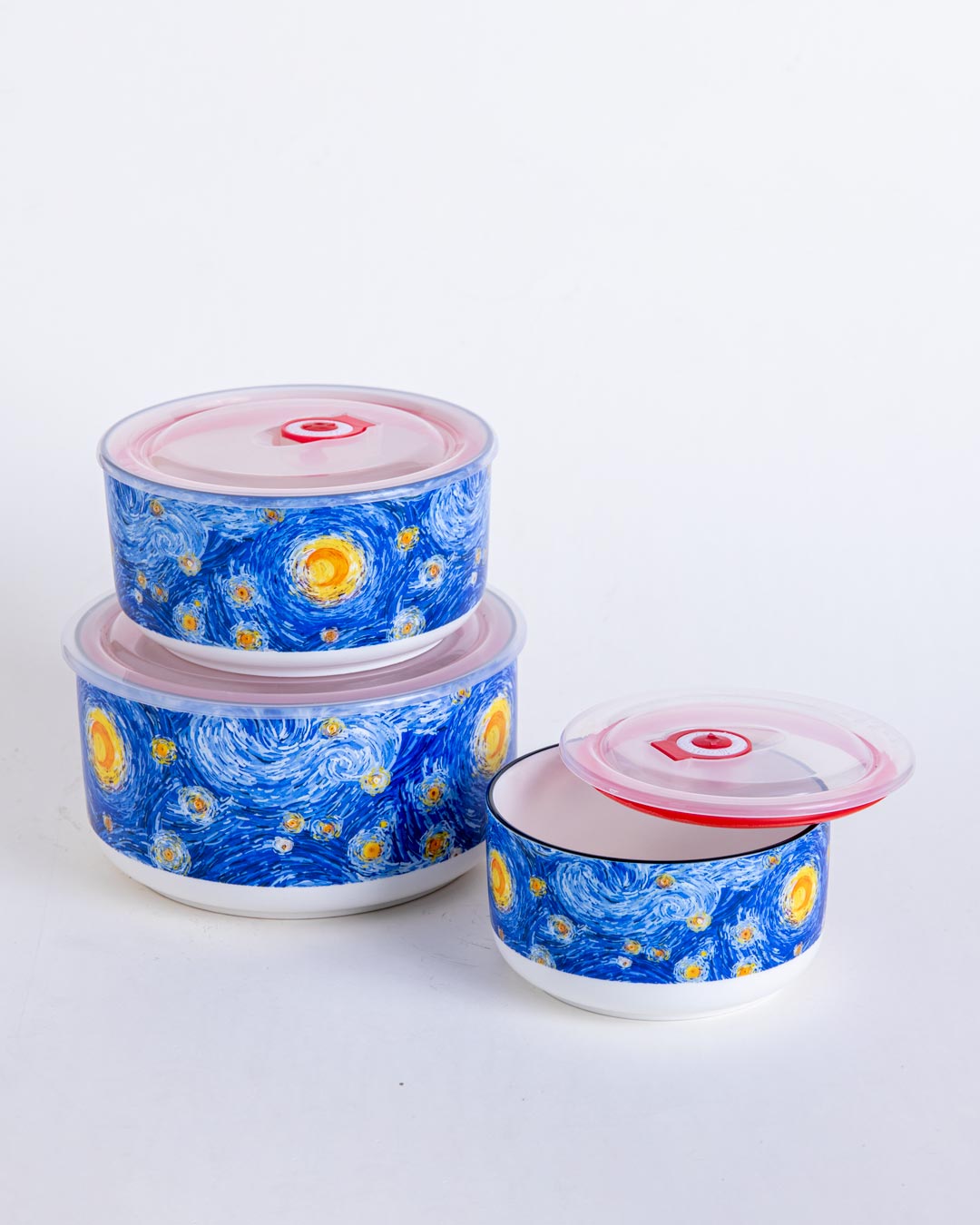 SkySeal Luftdichte Servierschüsseln | Set von 3 | Stapelbar | Frischhaltefunktion