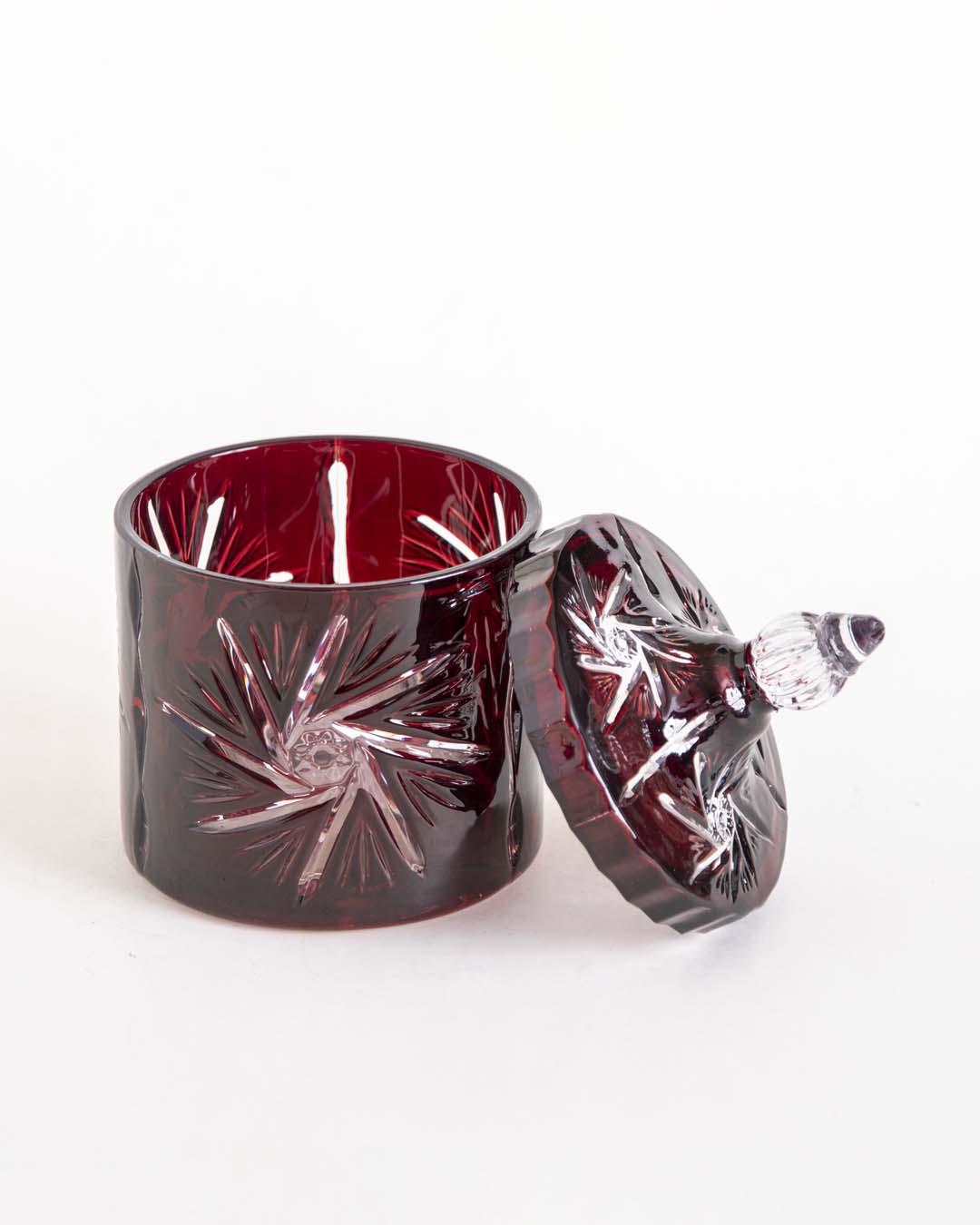 Glazion Vintage Bonbonglas | Blaues Schnittglas | Mit Deckel | Dekorative Aufbewahrung für Süßigkeiten & Snacks