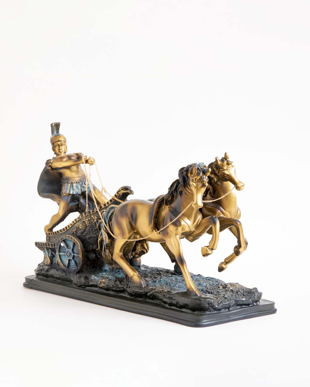 ImperiumChariot Statue eines römischen Gladiatoren-Kampfwagens mit Pferden | Dekofigur im antiken Stil | Luxuriöse Wohnkultur