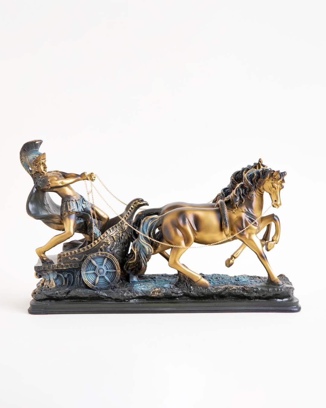 ImperiumChariot Statue eines römischen Gladiatoren-Kampfwagens mit Pferden | Dekofigur im antiken Stil | Luxuriöse Wohnkultur