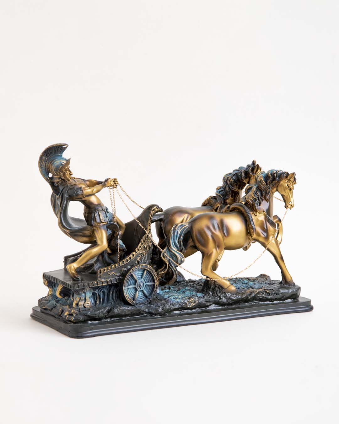 ImperiumChariot Statue eines römischen Gladiatoren-Kampfwagens mit Pferden | Dekofigur im antiken Stil | Luxuriöse Wohnkultur