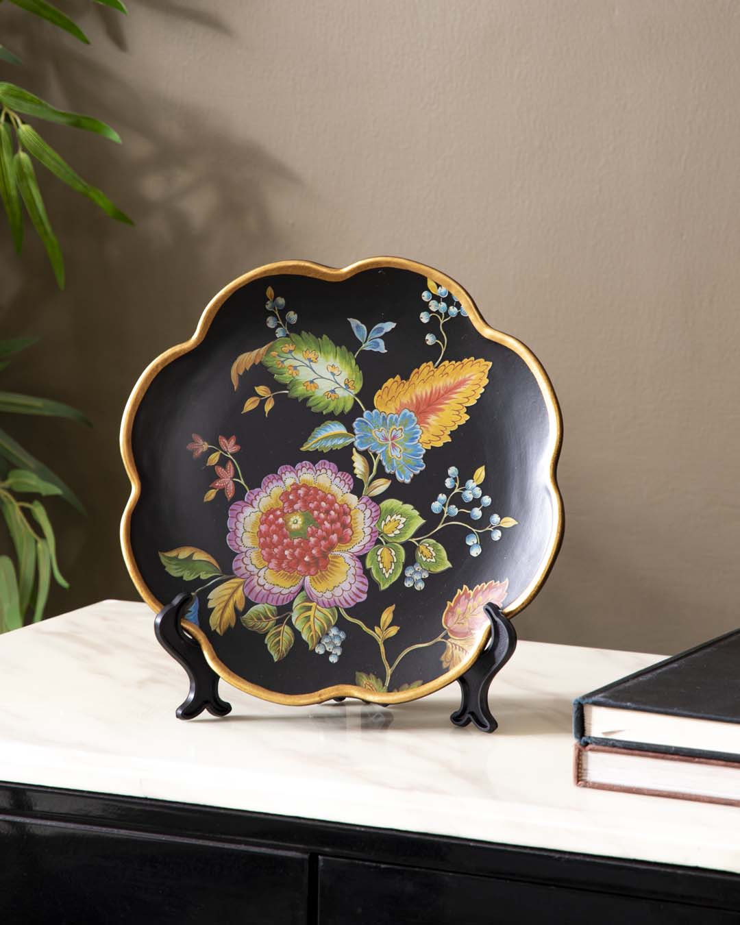 Floranite 'Floral Black' Dekoteller | Vincent van Gogh Ölgemälde | Hochwertiges Porzellan | 10 Zoll Wanddeko