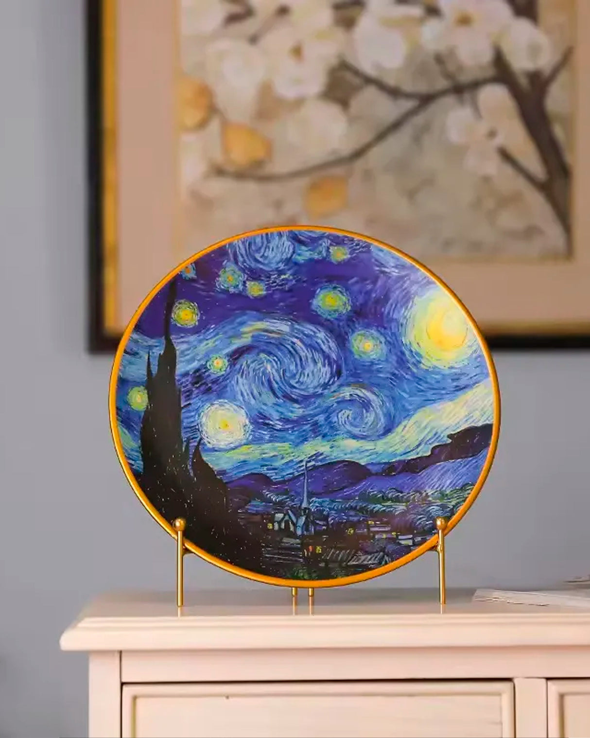 Noctivis 'Sternennacht' Dekoteller | Vincent van Gogh Ölgemälde | Hochwertiges Porzellan | 10 Zoll Wanddeko
