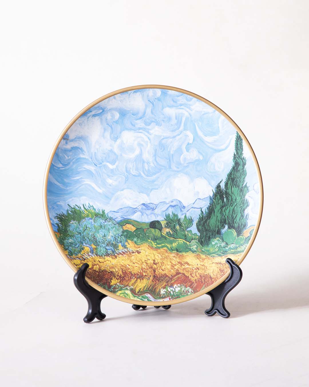 Artcyra 'Weizenfeld mit Zypressen' Dekoteller | Vincent van Gogh Ölgemälde | Hochwertiges Porzellan | 10 Zoll Wanddeko