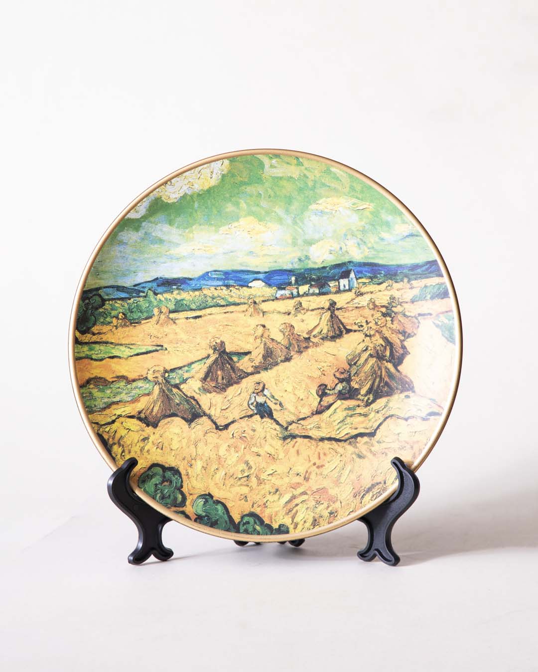 Artovian 'Weizenfelder mit Schnitter' Dekoteller | Vincent van Gogh Ölgemälde | Hochwertiges Porzellan | 10 Zoll Wanddeko