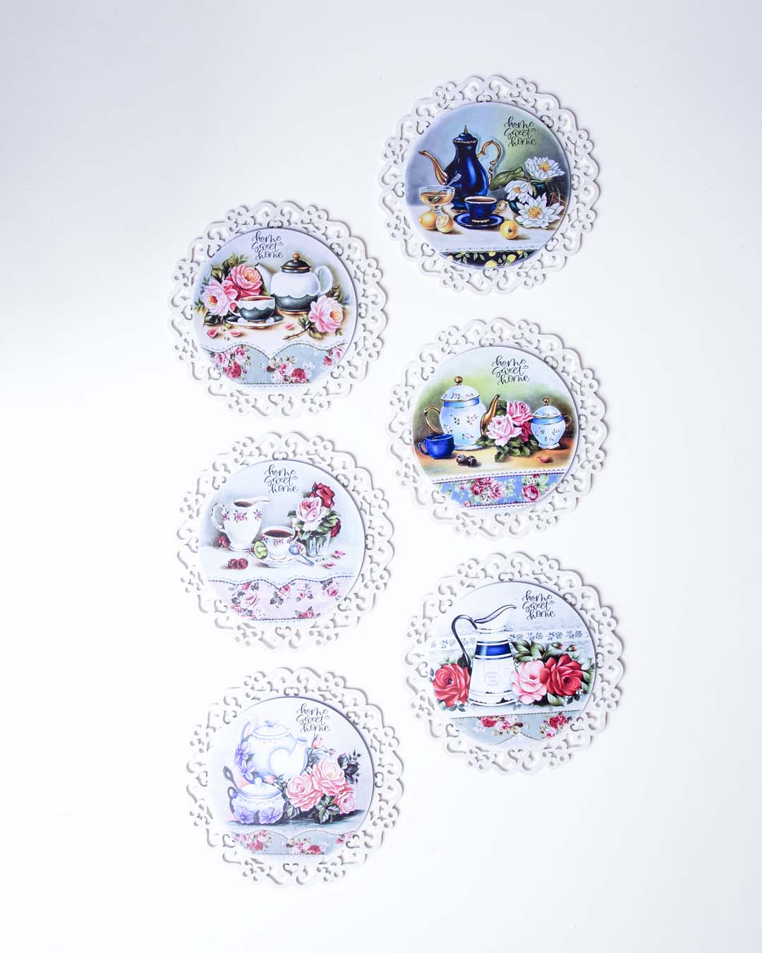 GardenCharm Tee-Untersetzer Set | Dekorative Untersetzer | Set aus 6 | Perfekt für Tee & Kaffee