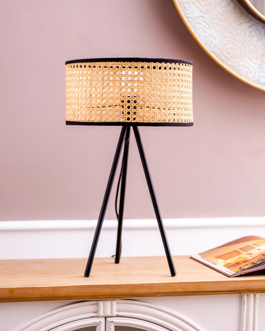 ZyraLume LED Tischlampe mit Holznetzschirm | Modernes Design | Perfekt für Zuhause & Büro