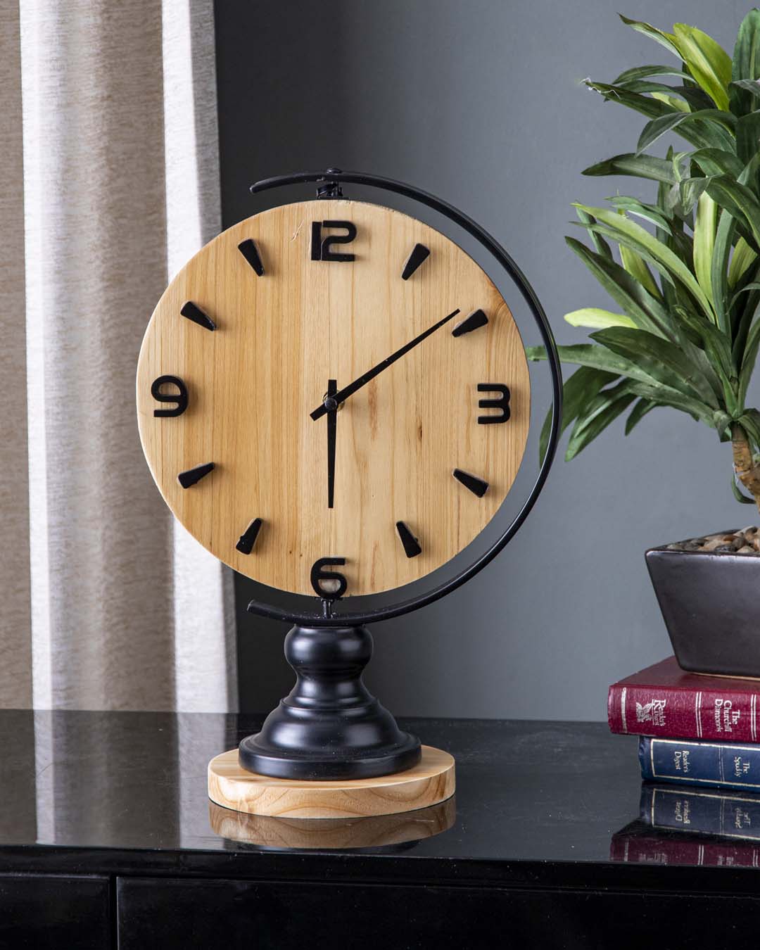 ChronoSphere Holz Tellurion Tischuhr | Dekorative Globusuhr | Elegantes Design für Zuhause & Büro