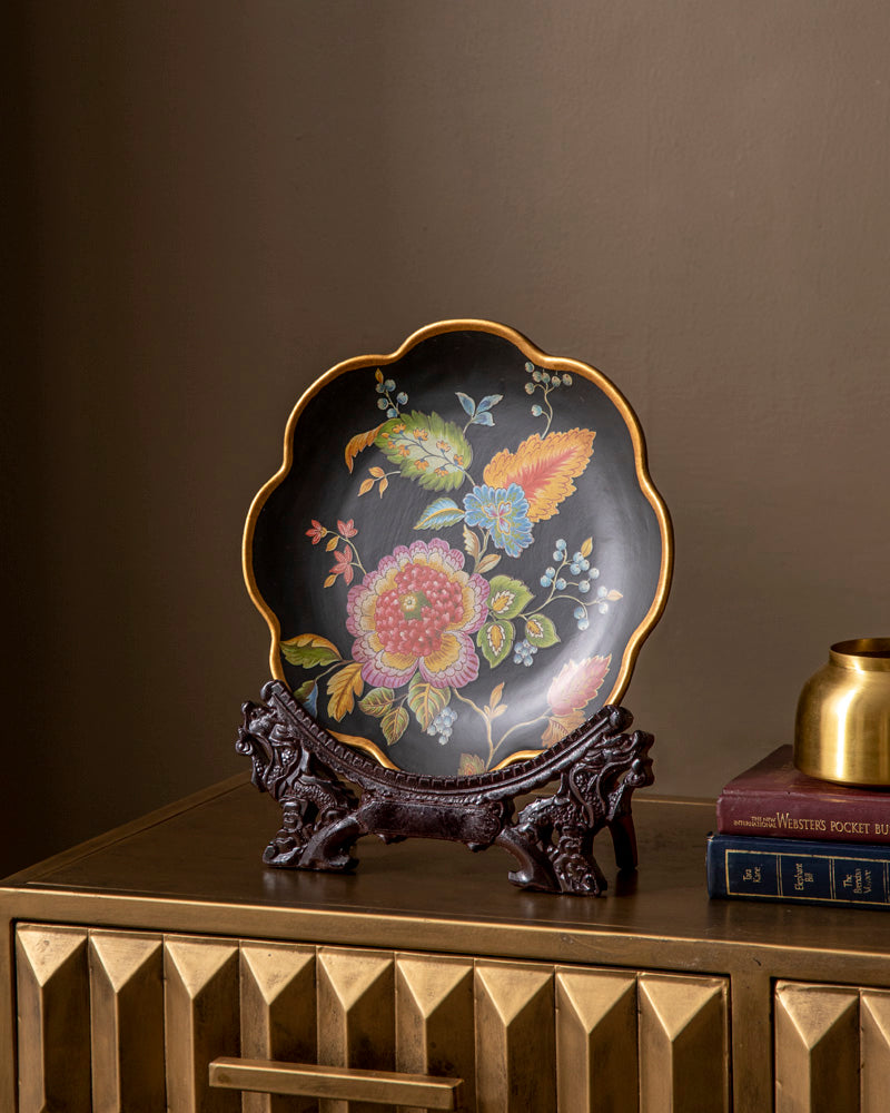 Floranite 'Floral Black' Dekoteller | Vincent van Gogh Ölgemälde | Hochwertiges Porzellan | 10 Zoll Wanddeko