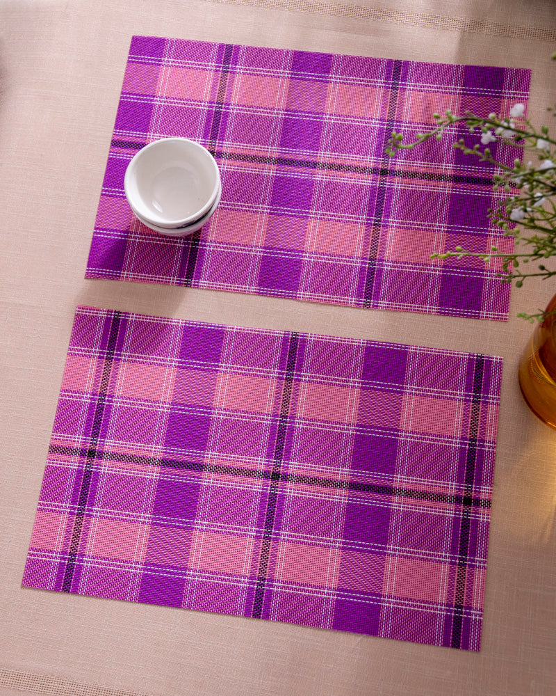 PlaidCraft Karierte Gewebte Tischsets | Hochwertige Materialien | Set aus 6 | Stilvolle Tischdekoration