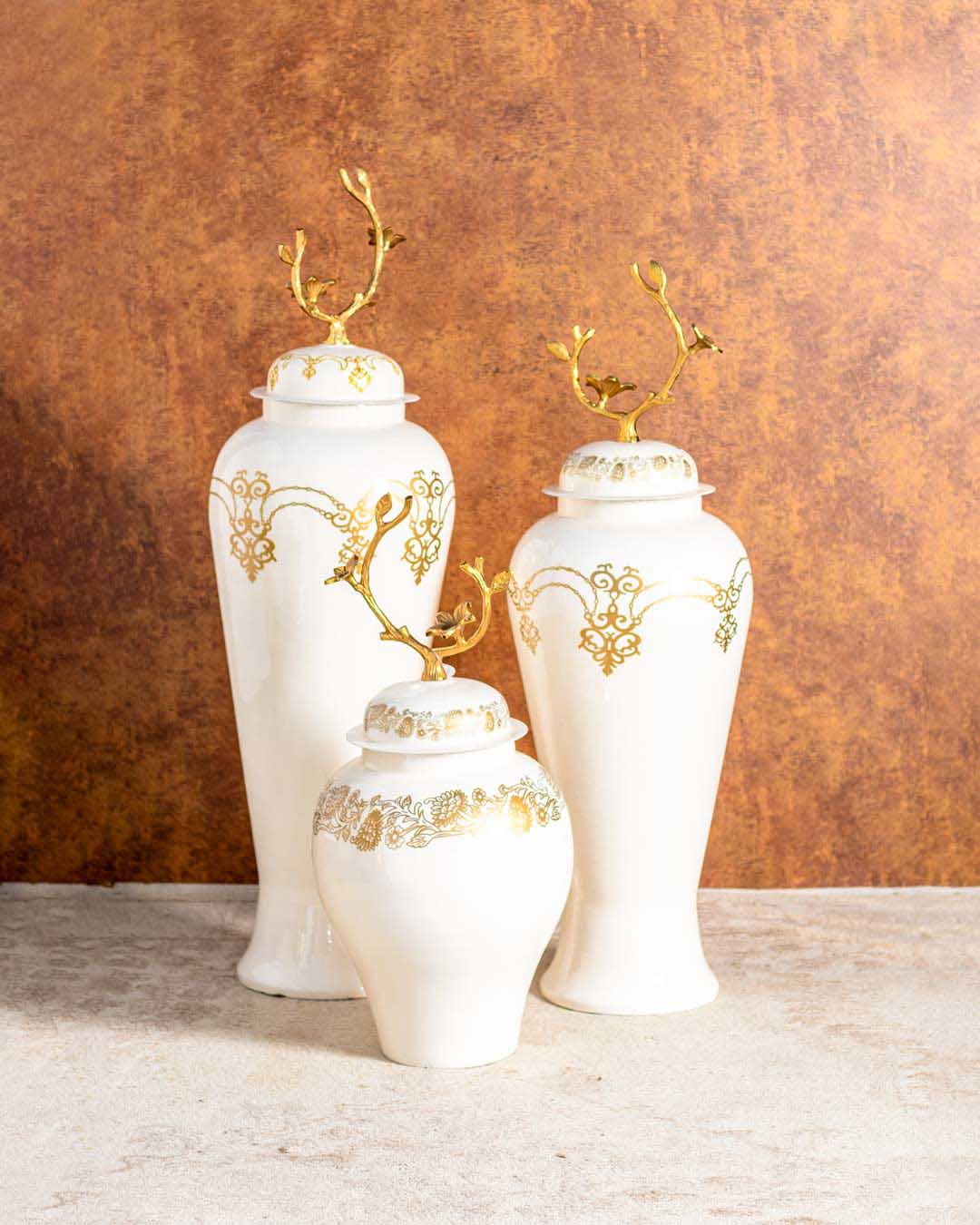 CrystalTree Tempelglas mit Baumdeckel – Groß | Weißes Dekoglas | Eleganter Aufbewahrungsbehälter