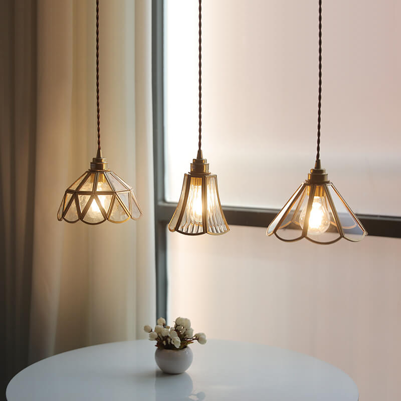 Geometra Vintage Pendelleuchte | Japanisches Design | Kupfer & Glas | Elegante Hängeleuchte