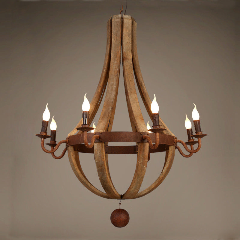 RustiLuxe Runde Ast-Kerzenhalter Holz-Eisen Kronleuchter | 5/6/8 Lichter | Landhausstil