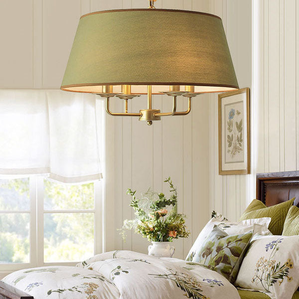 AetherGlow Vintage Design Pendelleuchte | 4-Licht | Klassisches Eisen & Stoff | Für Esszimmer & Wohnzimmer