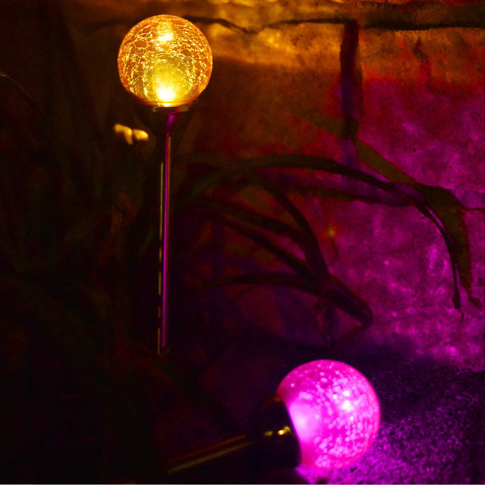 Lumevora Solar Gartenleuchte | Farbige LED Rundkopf-Lampe | Solarbetrieben | Landschaftslicht für Rasen & Wege