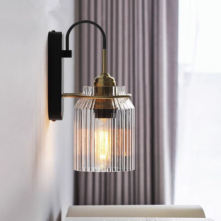 Cylindrix Schlafzimmer-Wandleuchte | Modernes Luxusdesign | Eisen & Glas | 1-flammig