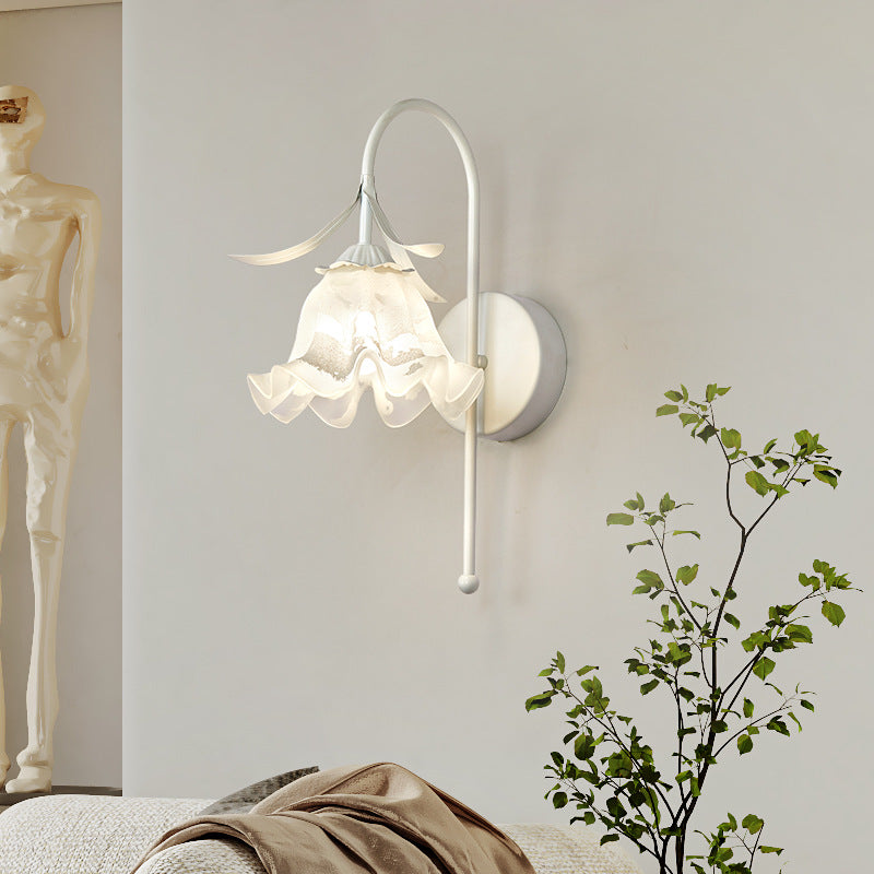 Lunaris Wandlampe Nordic Vintage Design | Kürbisglas | Florales Muster | 1-Flammig | Wandleuchte