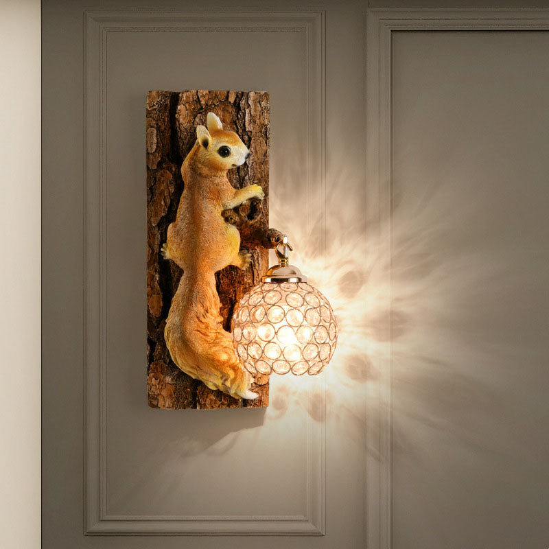 Crystanova Wandleuchte | Kreatives Eichhörnchen-Design | Kristall-Details | 1-flammige Lampe für Schlafzimmer