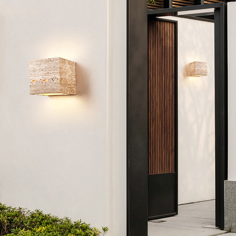 ShinariGlow Travertin LED Wandleuchte | Traditionelles Japanisches Design | Wasserdicht & Stilvoll