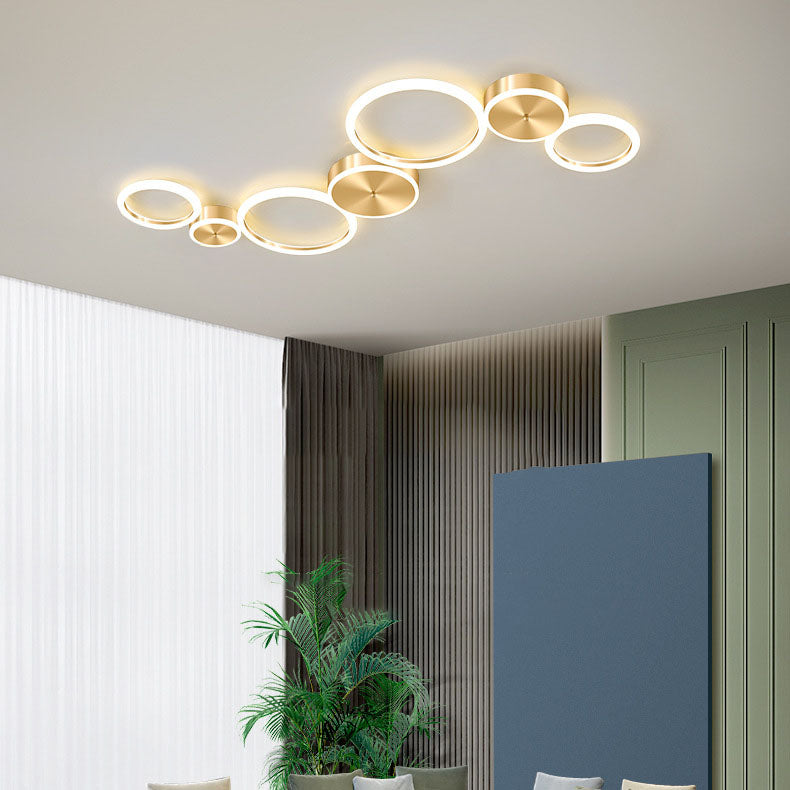 AurumGlow LED Deckenleuchte | Modernes Golden Circle Design | Acryl Flush Mount | Luxus Beleuchtung