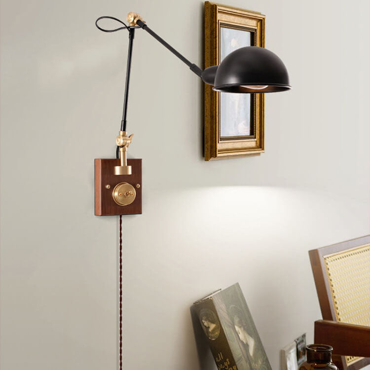 Walvora Vintage Wandlampe | Japanisches Design | Drehbar | Holz & Metall | Wandleuchte für Zuhause