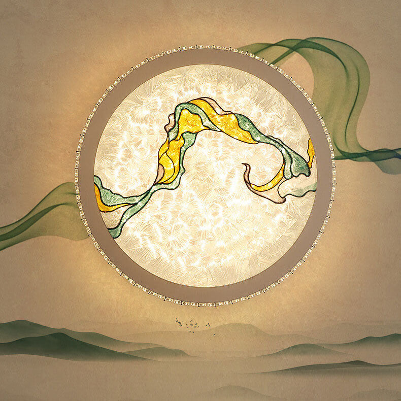 LumiWave Elegance LED Deckenleuchte | Runde Kristall-Deckenleuchte | Modernes Design | Stufenlos dimmbar | Elegante Beleuchtung für Zuhause