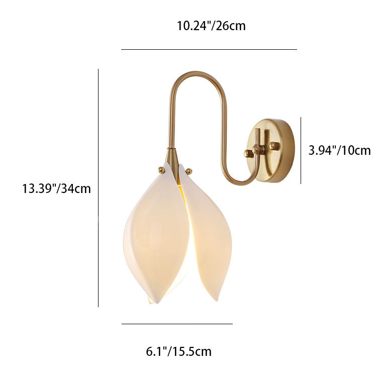 Magnoliva Keramikwandleuchte | Retro-Blumendesign | Eisenrahmen | Schlafzimmerbeleuchtung