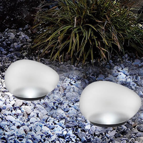 Pebblium Solar LED Außenleuchte | Sandgestrahltes Glas im Kieselstein-Design | Nachhaltige Gartenbeleuchtung