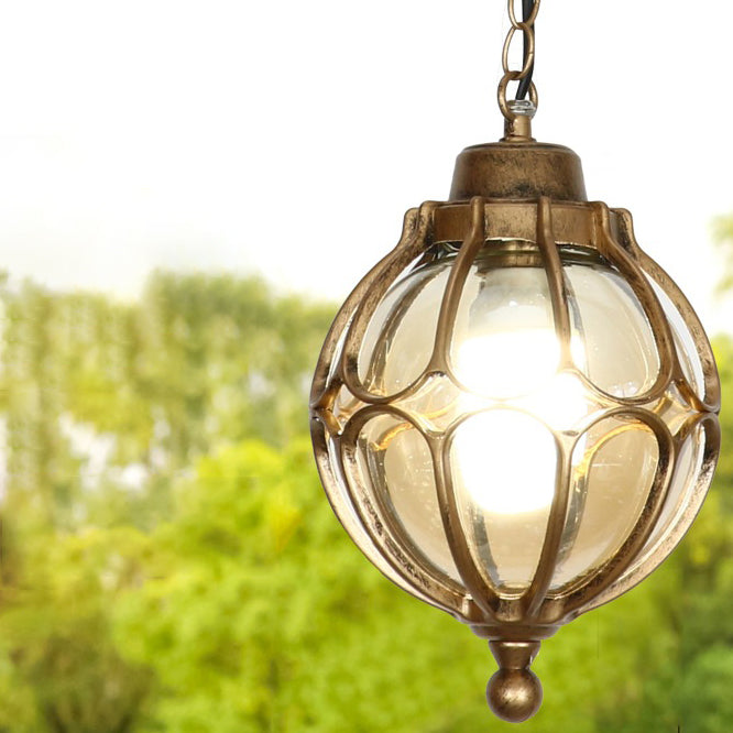 EuroLuxe Aluminium Pendelleuchte | Wasserdicht | Außenleuchte mit Glaskugel | Garten & Terrasse