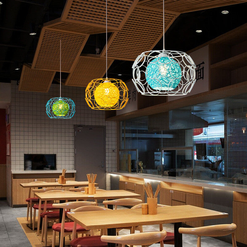 HempGlow Kreative Pendelleuchte aus Hanfgeflecht | Modernes Design | Einzigartiger Lichtakzent | Hängeleuchte für Zuhause