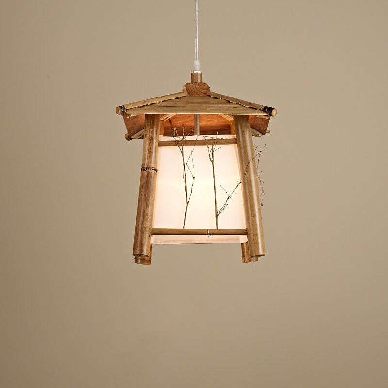 ZenLoom Japanische Bambus Pendelleuchte | Rustikales Design | Handgewebt | Natürliche Beleuchtung für Zuhause