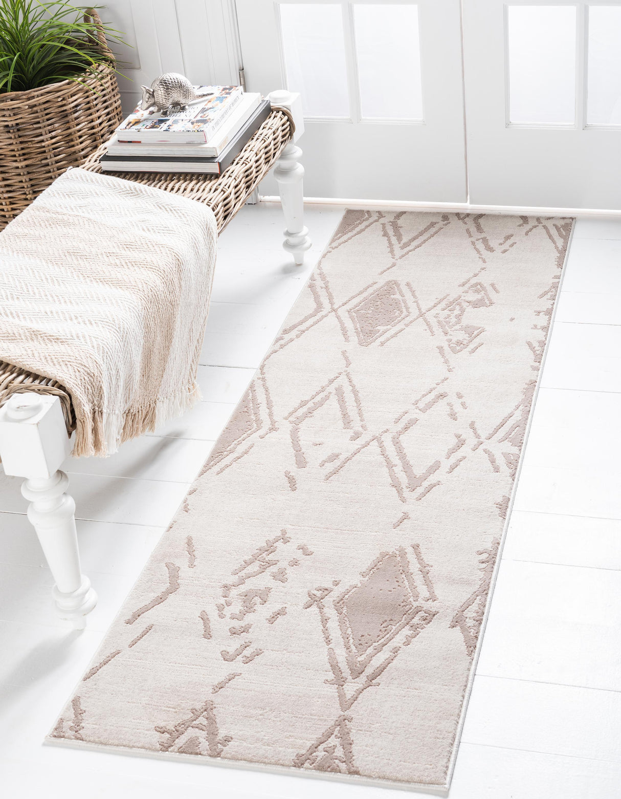 Rautanova Moderner Teppich mit verblasstem Rautenmuster | Weich & Strapazierfähig | Perfekt für Wohnzimmer & Schlafzimmer
