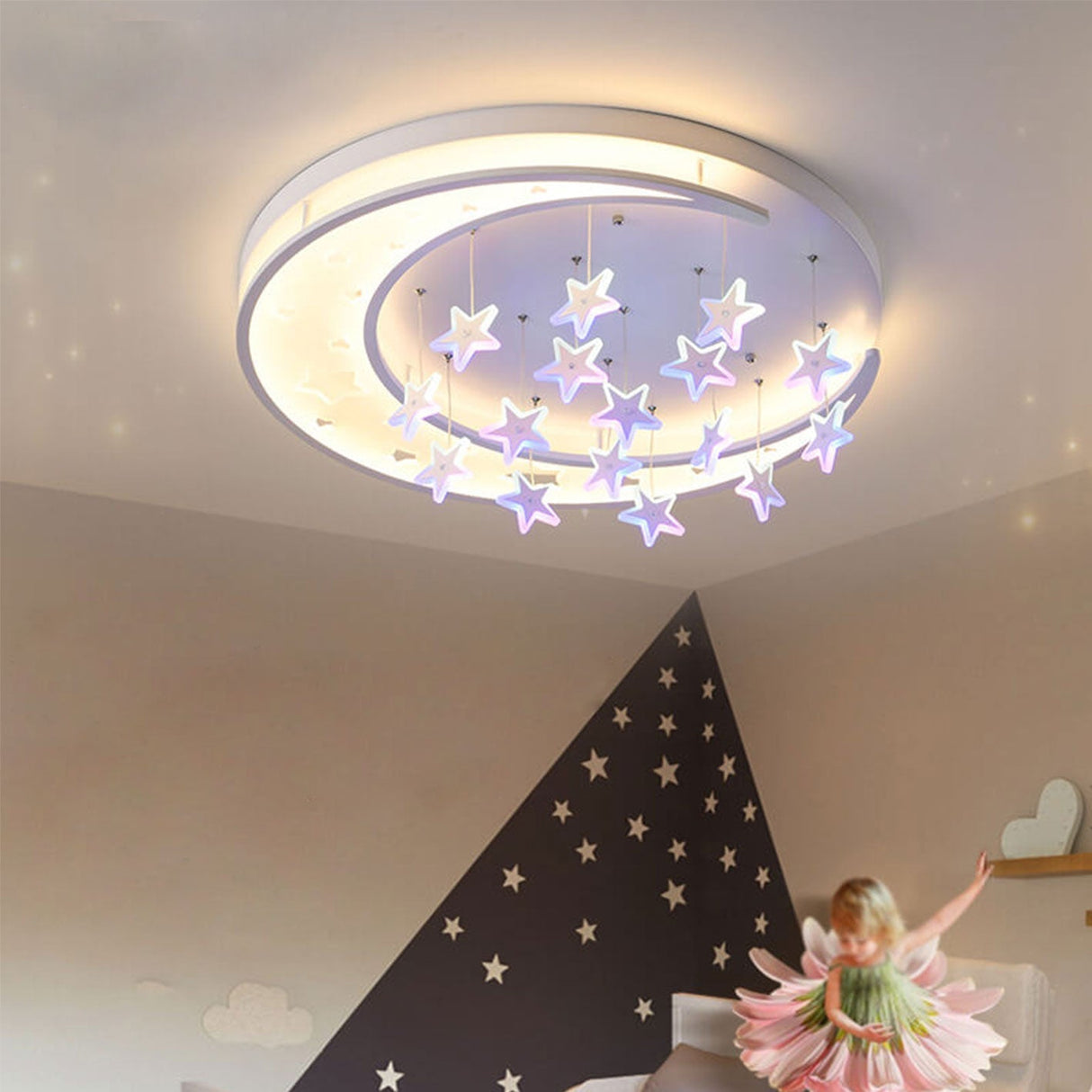 Celestora Nova LED Deckenleuchte | Hängende Sterne | Modernes Design | Dimmbar | Warm- & Weißlicht