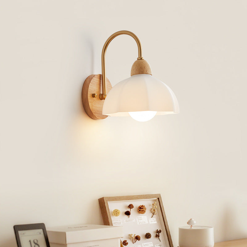 CeramiLume Kreatives Wandlicht | Holz & Keramik | 1-flammige Wandlampe | Wohnraumbeleuchtung