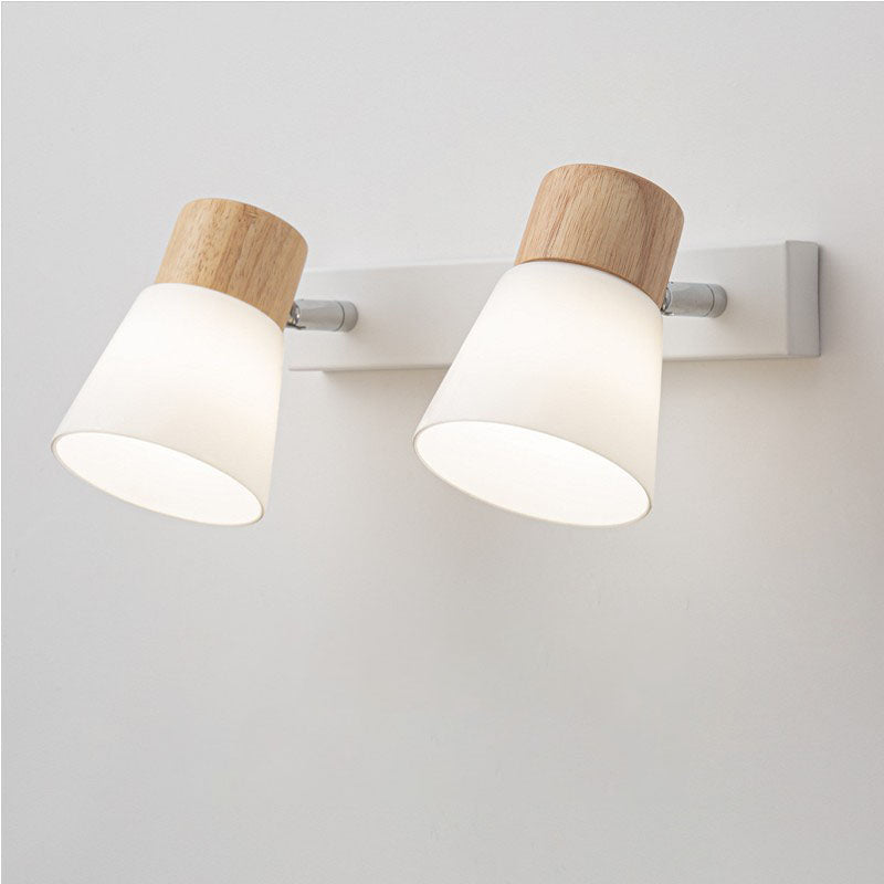 LightHorn Minimalistisches Holz Eisen Glas Wandleuchte | 1/2 Lichter | Modernes Design