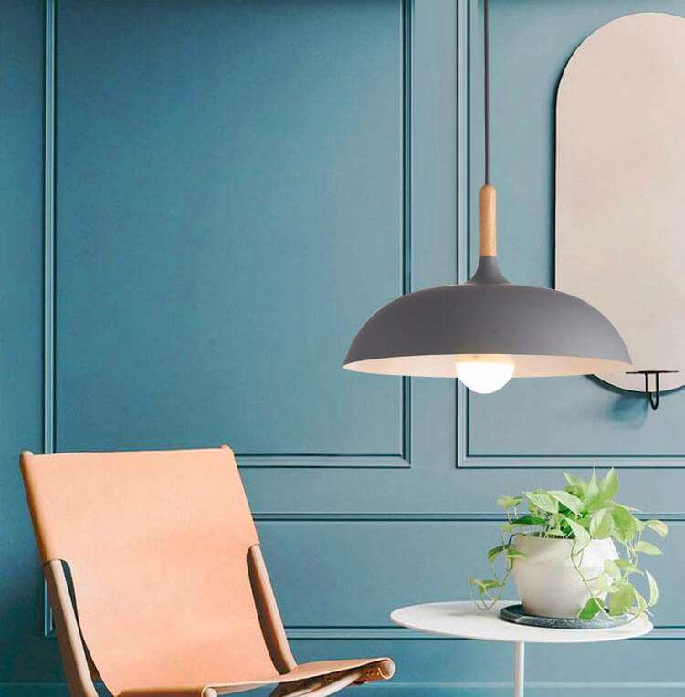 WoodDome Moderne Pendelleuchte | Holz-Metall-Design | LED-Lampe | Dome-Stil | Verschiedene Größen & Farben