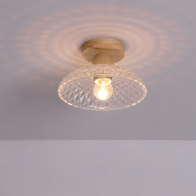 Logra Japanese Minimalist 1-Licht Semi-Flush Mount Deckenleuchte | Holz & Glas | Stimmungslicht | Deko für Zuhause