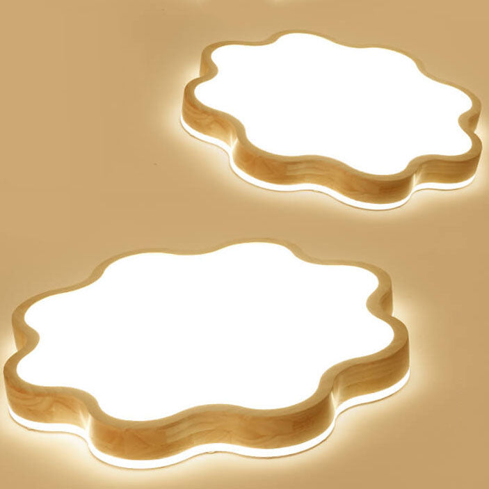 Blomina LED Deckenleuchte | Blütenförmiges Holzdesign | Nordic Stil | Dimmbar & Farbwechsel | Deckenlampe