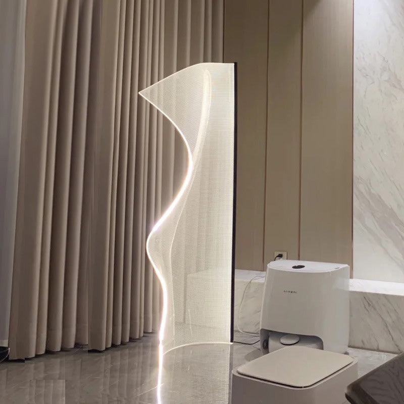 LumeCurve Stehlampe im Art-Deco-Stil | Unregelmäßige Form | Aluminium & Acryl | LED-Design für Wohnzimmer