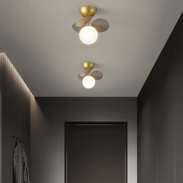 BloomLume Mid-Century Deckenleuchte | Blumen-Deko & Glas-Kugel | 1-4 Flammen | Modern & Stilvoll | Für Wohnzimmer