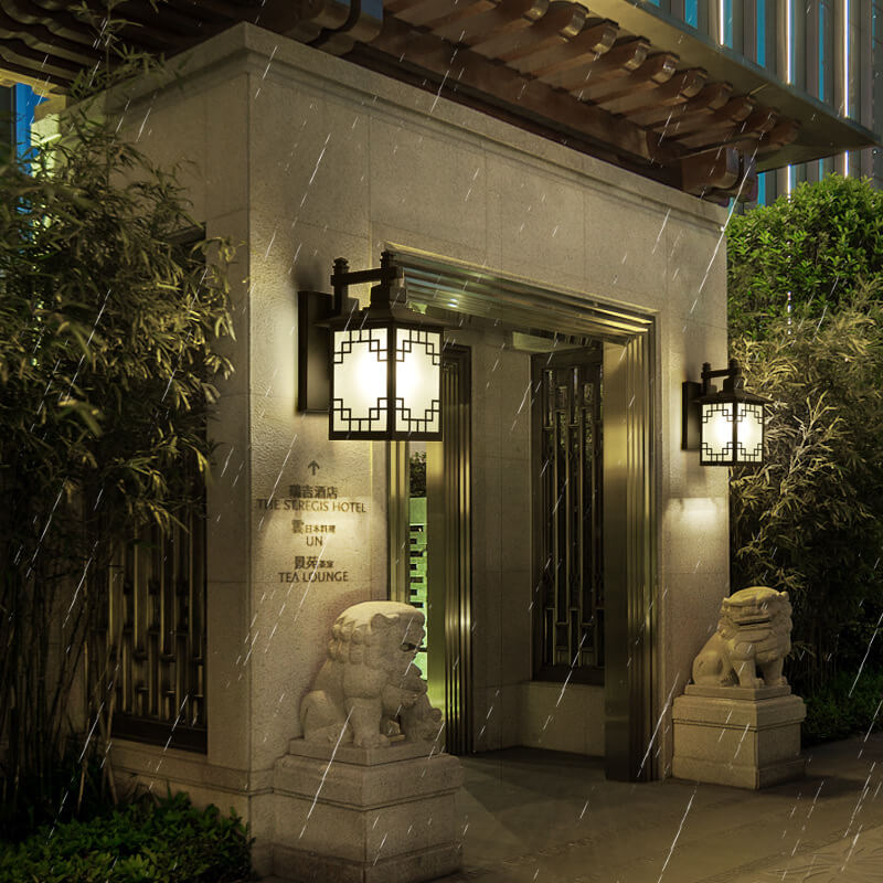 Zynthora Außenwandleuchte | Traditionelles Chinesisches Design | Verzinktes Metall | 1-flammig | Patio- und Gartenbeleuchtung