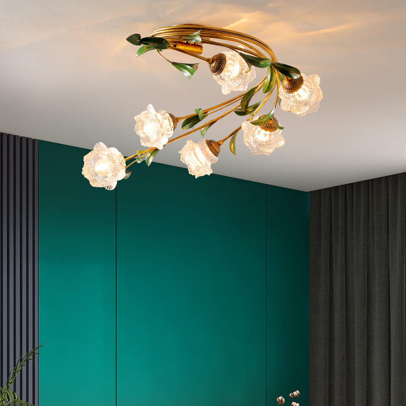 FleurLuxe Französisches Design Deckenleuchte | 6-Licht | Blumenmotiv | Für Wohnzimmer