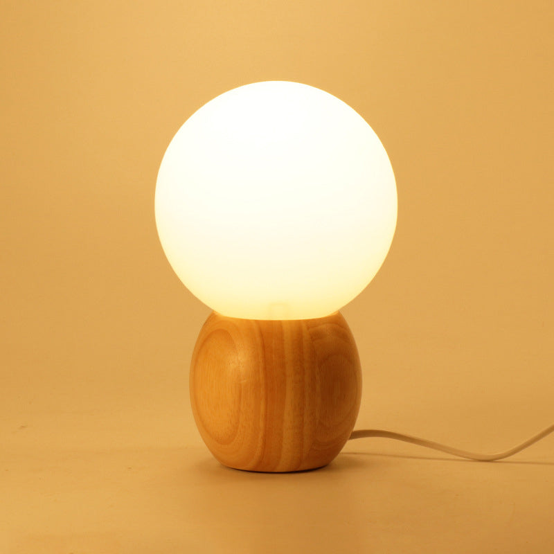 LuxeSphere Scandinavian Tischlampe | Holzsockel | Orb Glas-Design | Perfekt für Schlafzimmer & Wohnzimmer | Stimmungslicht