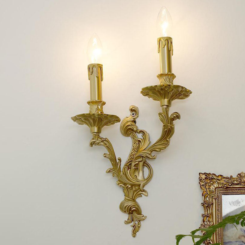 ÉclatLuxe Französische Wandleuchte | Messing Candelabra | 2/3 Flammen | Klassisches Design für Schlafzimmer