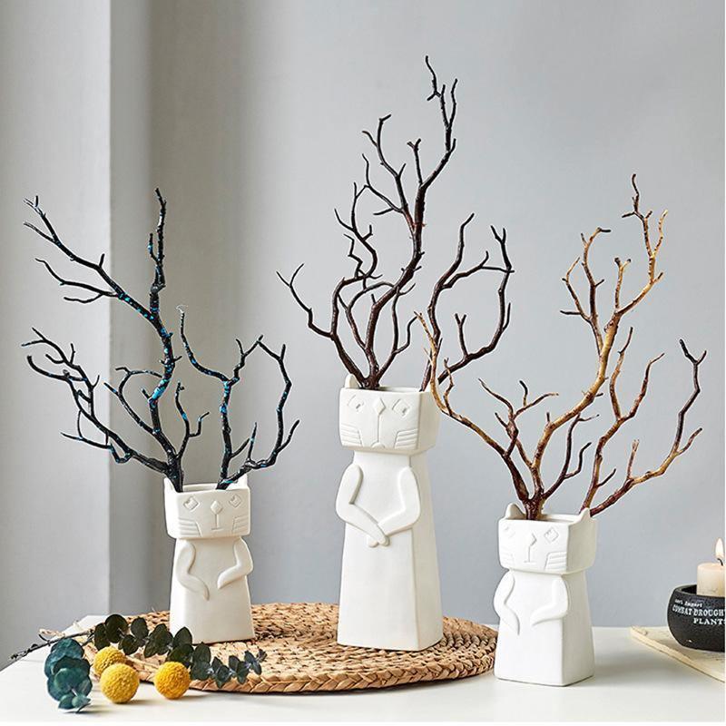 MeowNordic Katzen-Keramikvase | Skandinavisches Design | Verspielte Blumendekoration | Zwei Größen