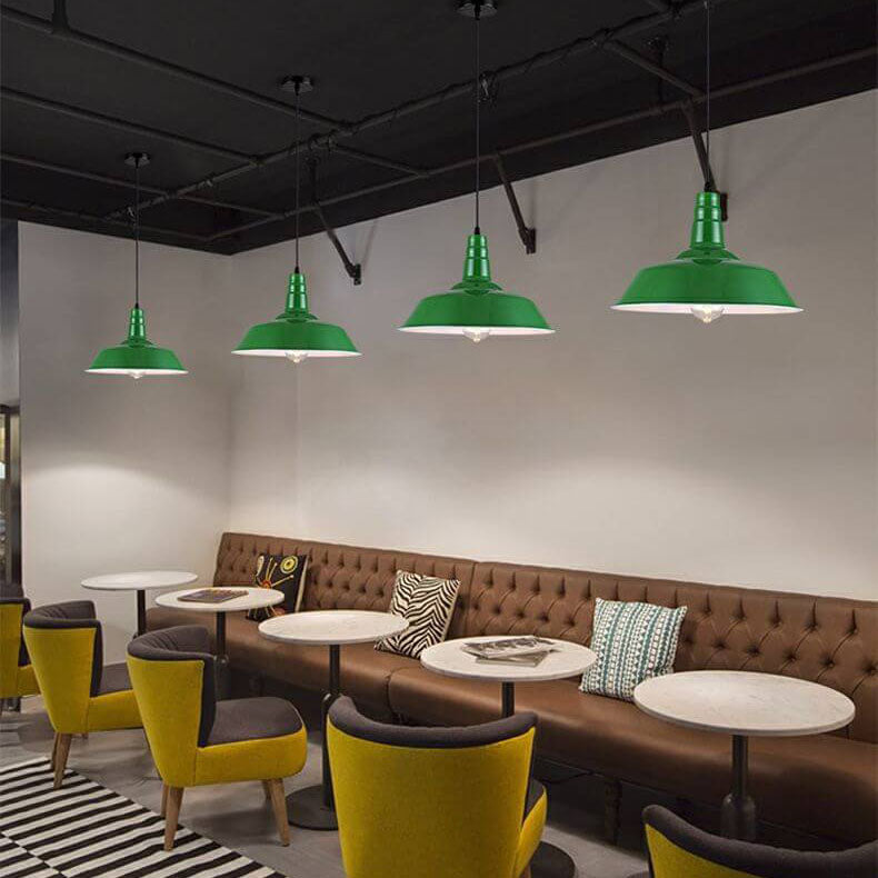 RetroDome Industrielle Vintage Pendelleuchte | Grünes Eisen-Kuppeldesign | Einzellicht | Rustikale Deckenbeleuchtung