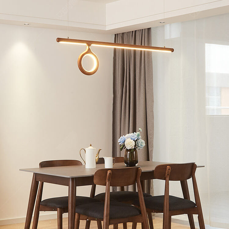 KuroLume LED Holzleuchter | Japanisches Design | Moderner Holzstreifen-Kronleuchter | Warmweiß & Kaltweiß