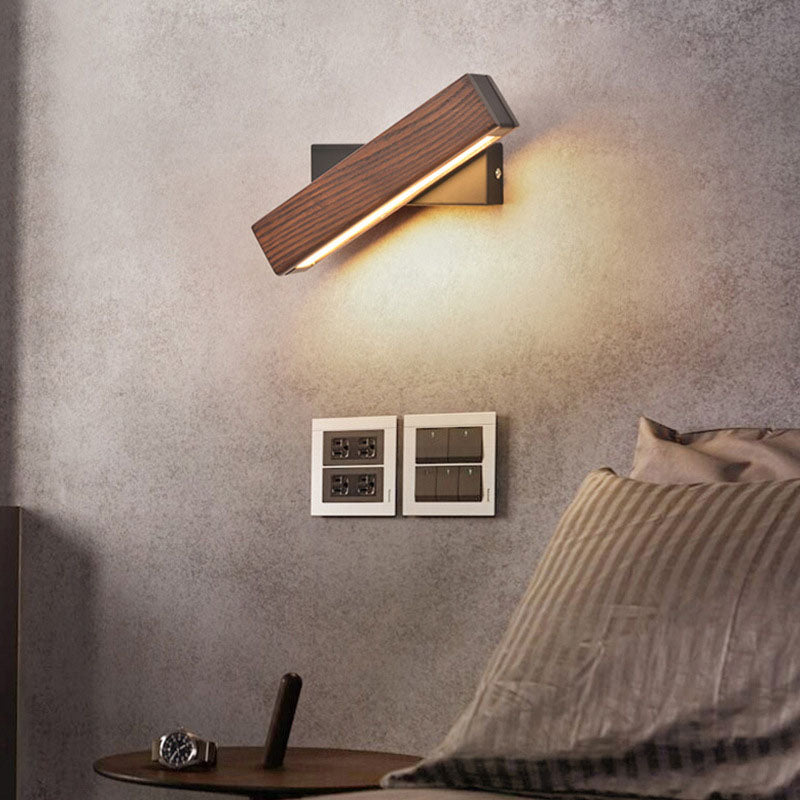 NordicBeam LED Wandleuchte | Rechteckiges Holz- & Eisen-Design | Modern & Skandinavisch | Für Schlafzimmer & Wohnräume
