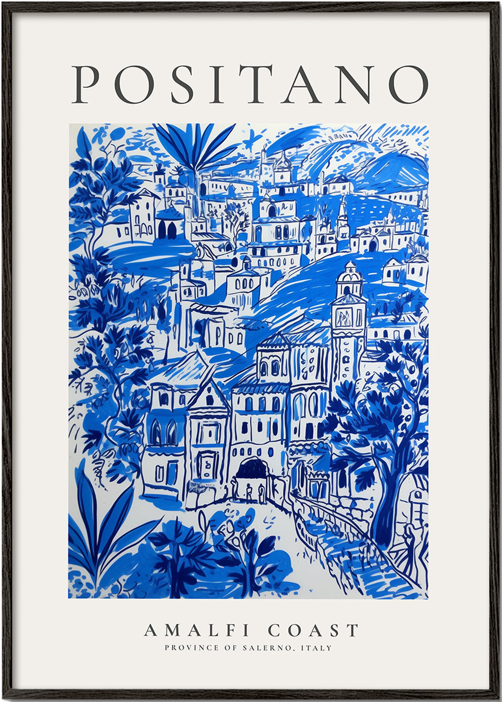 AmalfiVista Premium Wandbild Positano, Amalfiküste | Hochwertiger Leinwanddruck | Mediterrane Wanddekoration