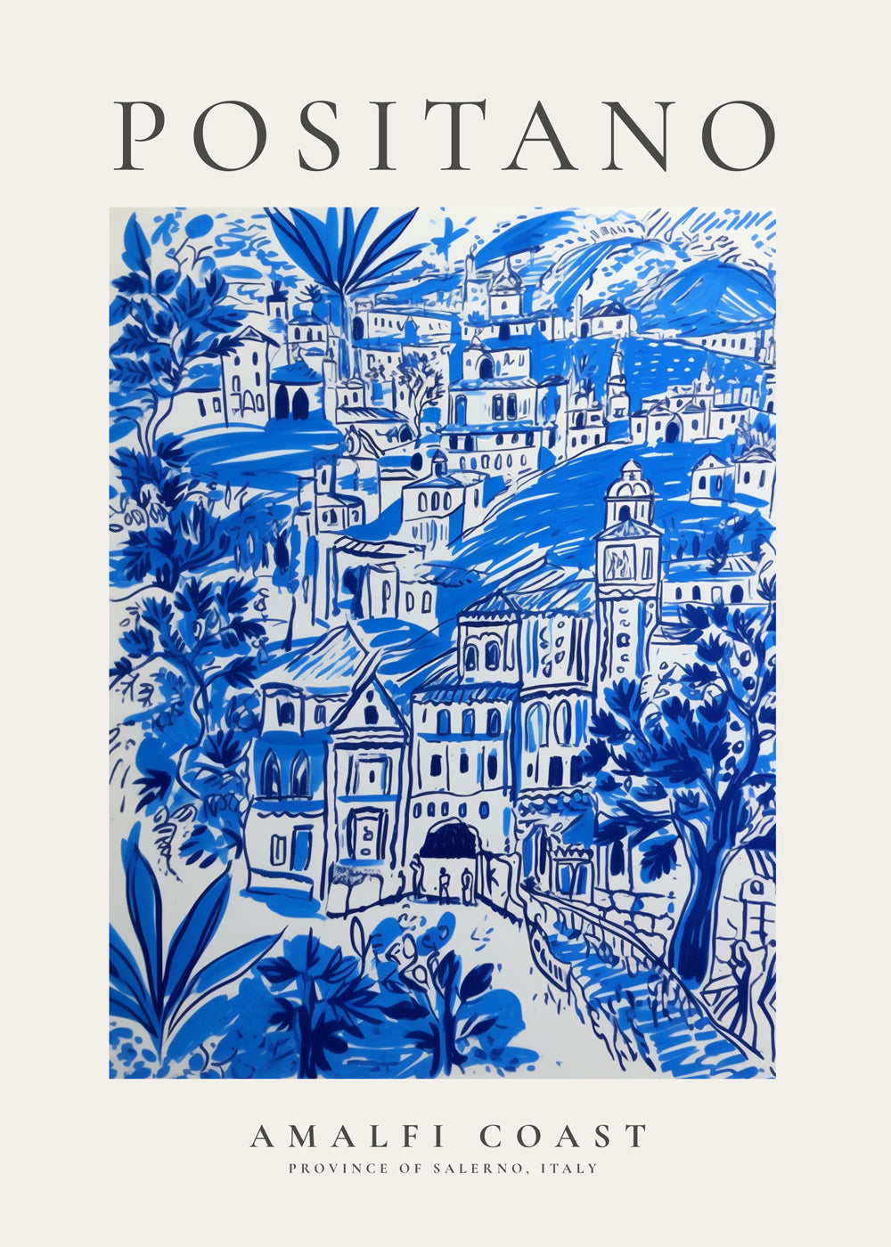 AmalfiVista Premium Wandbild Positano, Amalfiküste | Hochwertiger Leinwanddruck | Mediterrane Wanddekoration